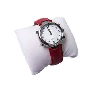 relógio feminino que fala as horas em português com pulseira de couro na cor vermelha